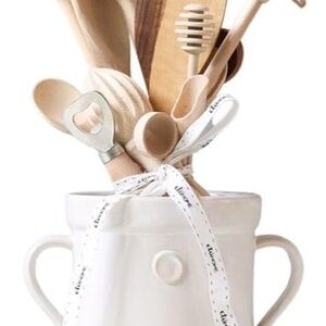 Oprah's Favorite Etu Home Ceramic Utensil Holder with Wooden Tools